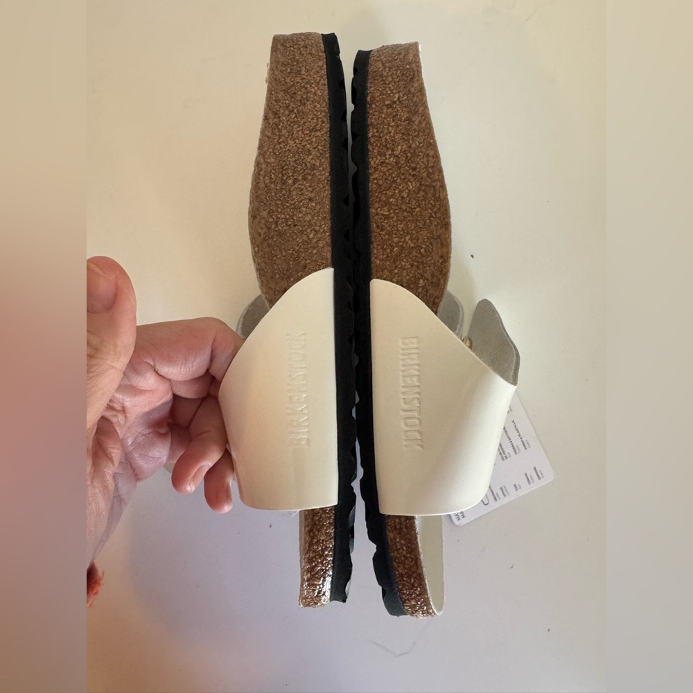 Birkenstock Cream Sandals with Gold Accents - Picture 9 of 14